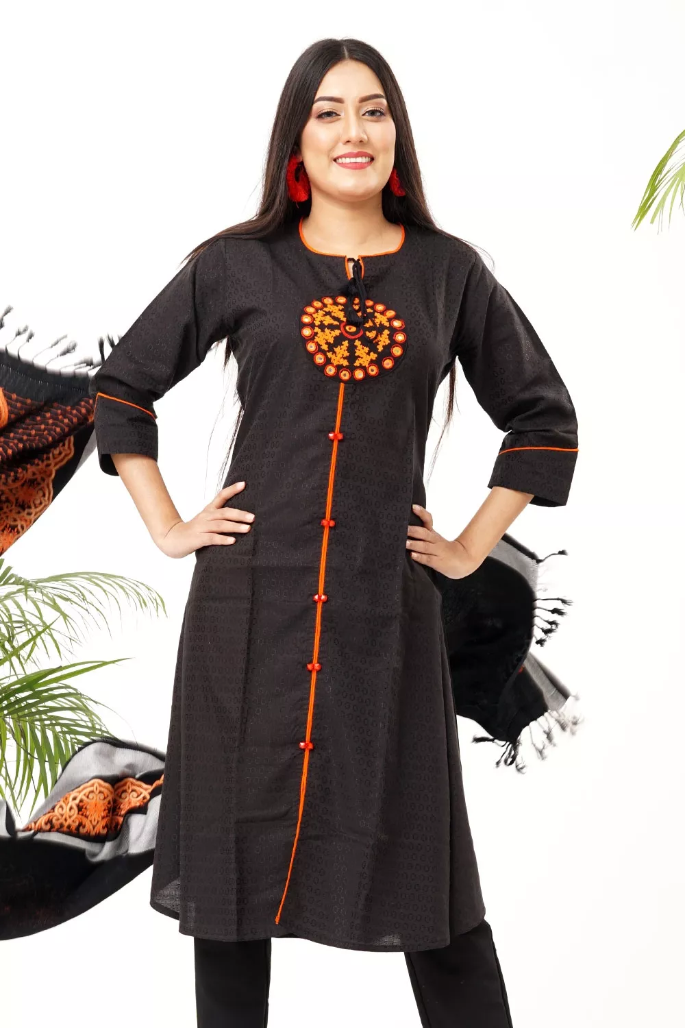 black-one-piece-kurti-grameen-check-13-s1_s48723