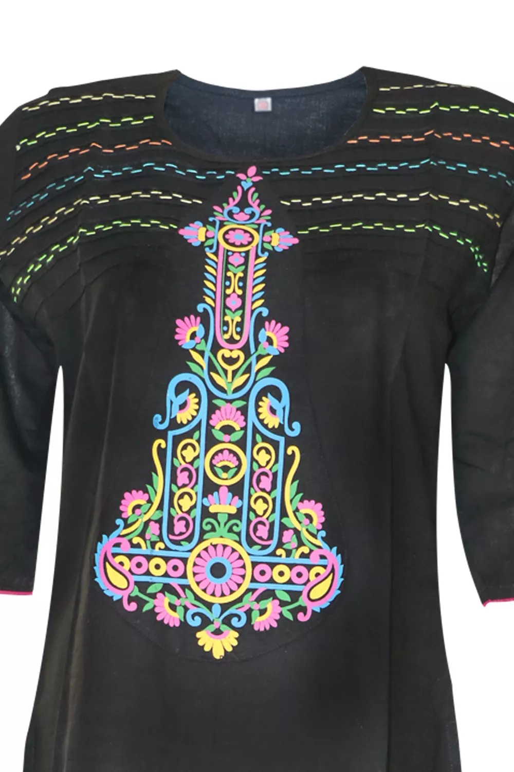 black-one-piece-kurti-grameen-check-5-s1_s50512