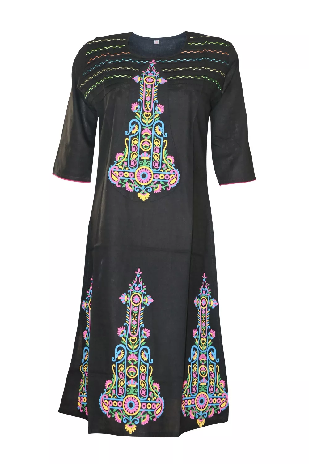 black-one-piece-kurti-grameen-check-5_s41992