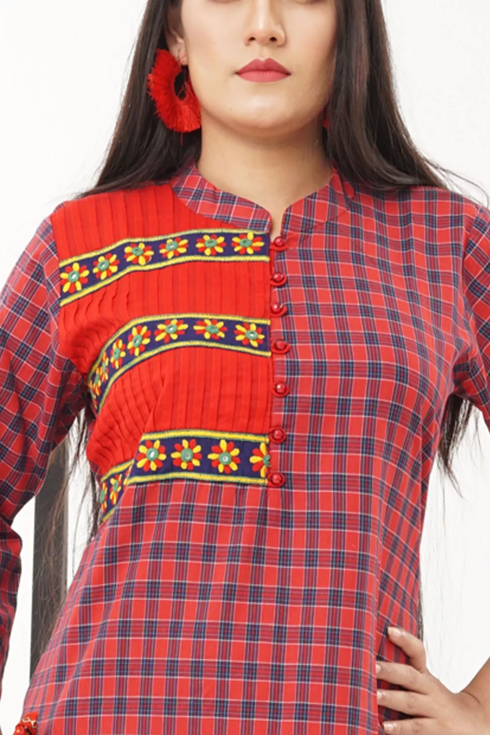 red-check-kurti-for-women-s1_s88933