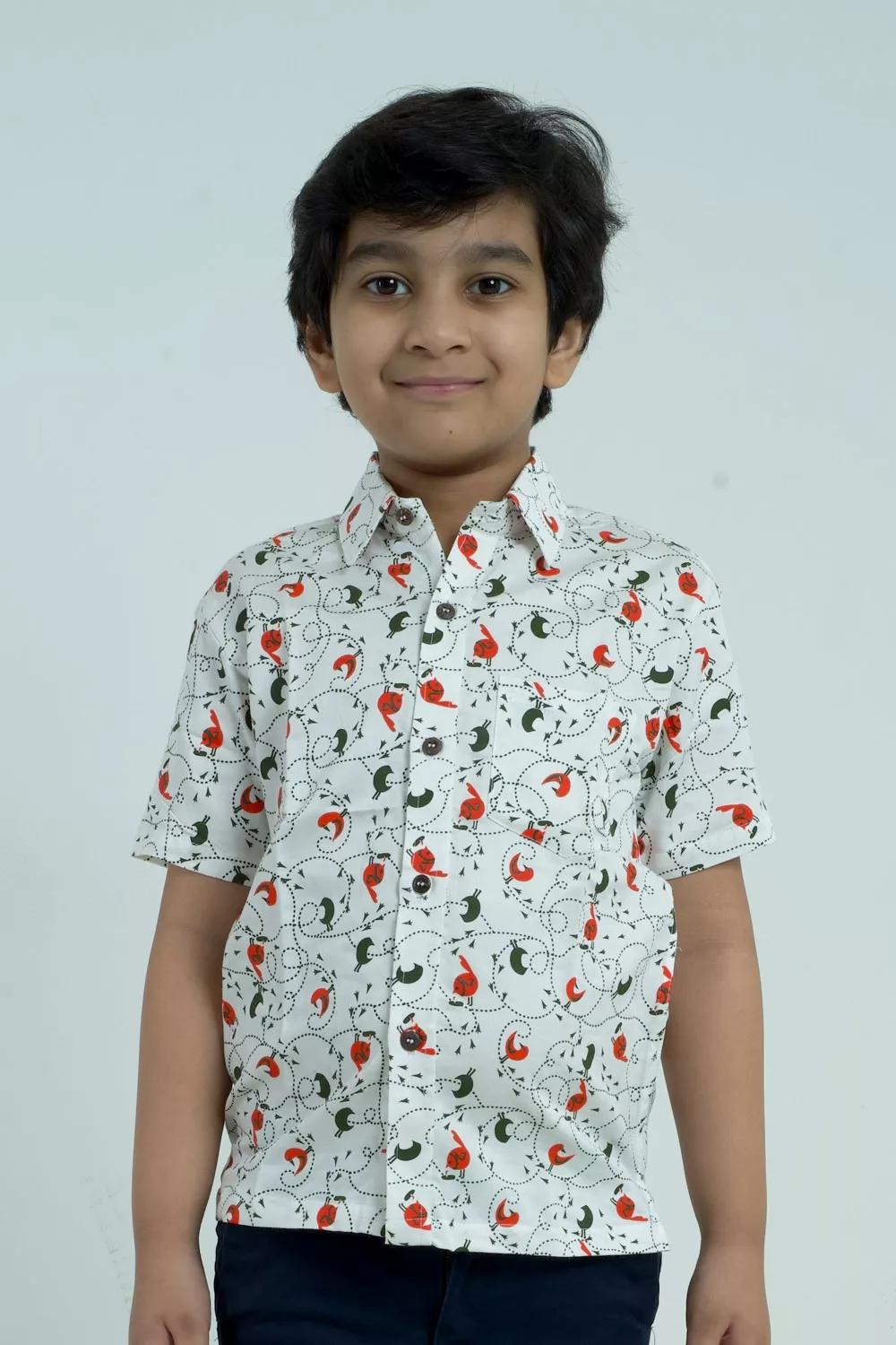 SCREEN PRINTED COTTON SHIRT FOR BOYS