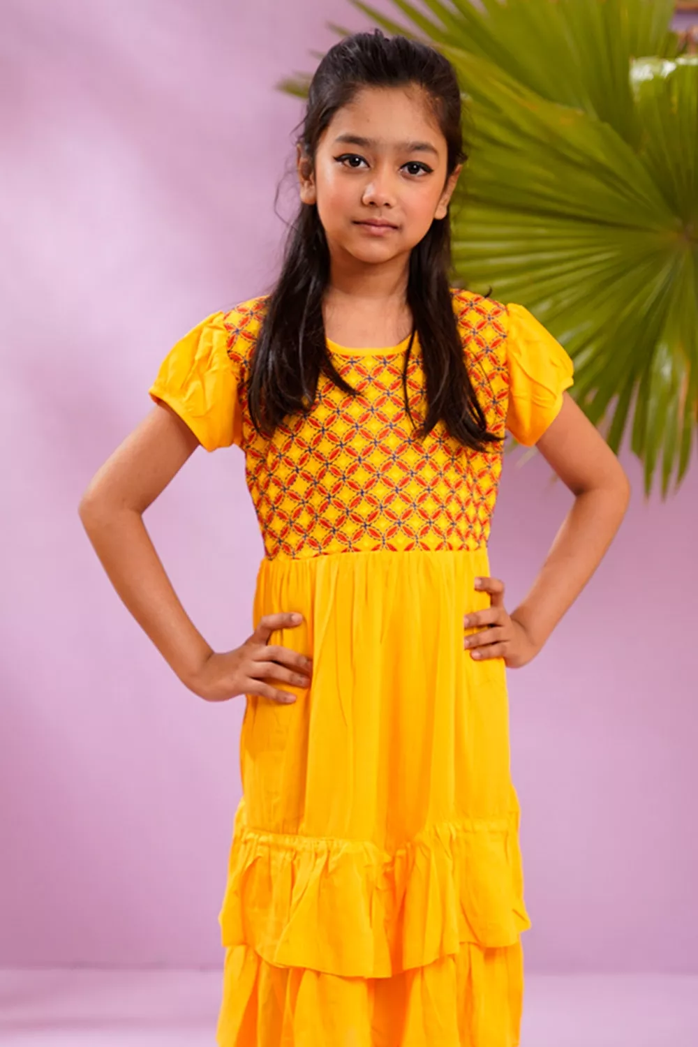 YELLOW COLOR GIRL'S FROCK