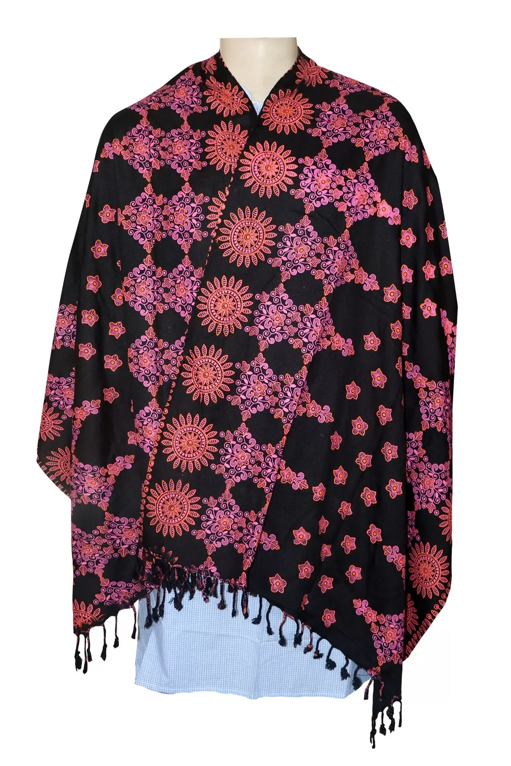 Digital Patterned Shawl Black